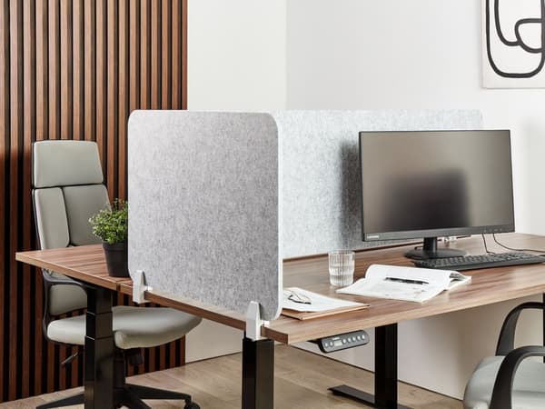 Työpöydän väliseinä vaaleanharmaa 72 x 50 cm polyesteri PET-muovi akustinen kiinnikkeet moderni