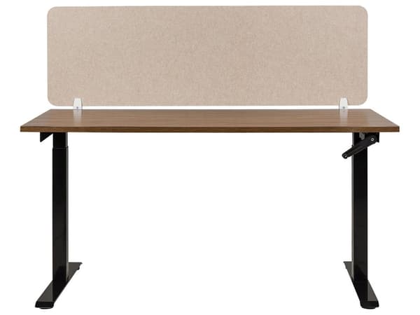 Skrivebordsskillevæg beige 160 x 50 cm polyester PET-plast akustikbeslag moderne
