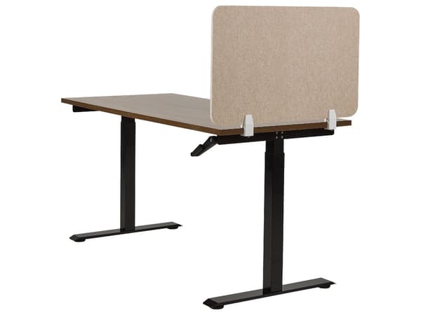 Bordsskärm Beige PET-skiva Tygöverdrag 80 x 50 cm Ljuddämpande Skärm Modulära Fästklämmor Hemmakontor