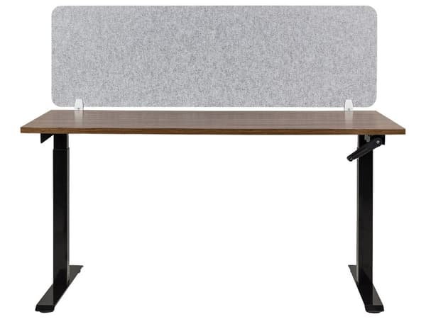 Bordsskärm Grå PET-skiva Tygöverdrag 160 x 50 cm Ljuddämpande Skärm Modulära Fästklämmor Hemmakontor
