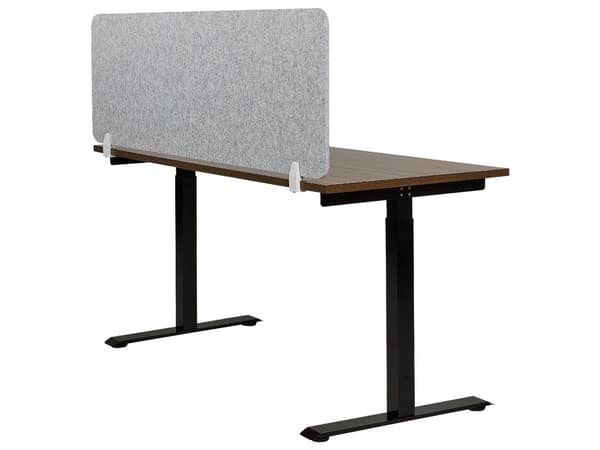 Bordsskärm Grå PET-skiva Tygöverdrag 160 x 50 cm Ljuddämpande Skärm Modulära Fästklämmor Hemmakontor