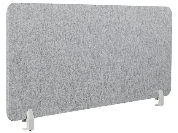 Bordsskärm Grå PET-skiva Tygöverdrag 160 x 50 cm Ljuddämpande Skärm Modulära Fästklämmor Hemmakontor
