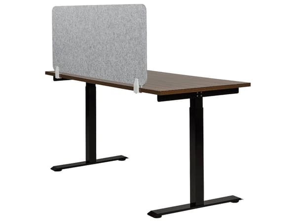 Bordsskärm Grå PET-skiva Tygöverdrag 130 x 50 cm Ljuddämpande Skärm Modulära Fästklämmor Hemmakontor