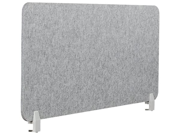 Bordsskärm Grå PET-skiva Tygöverdrag 130 x 50 cm Ljuddämpande Skärm Modulära Fästklämmor Hemmakontor