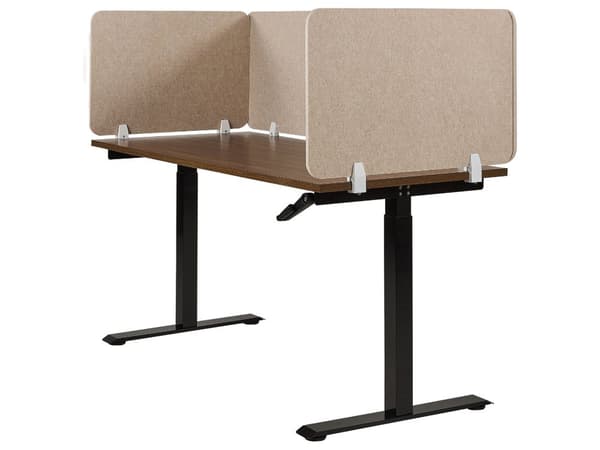 Bordsskärm Beige PET-skiva Tygöverdrag 72 x 50 cm Ljuddämpande Skärm Modulära Fästklämmor Hemmakontor