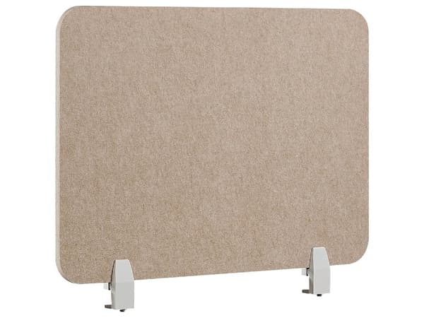 Bordsskärm Beige PET-skiva Tygöverdrag 72 x 50 cm Ljuddämpande Skärm Modulära Fästklämmor Hemmakontor