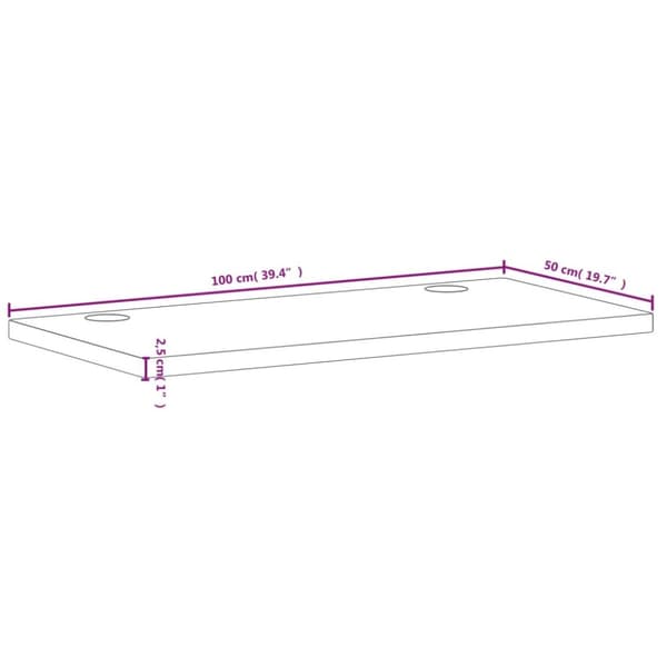 skrivebordsplade 100x50x2,5 cm massivt bøgetræ