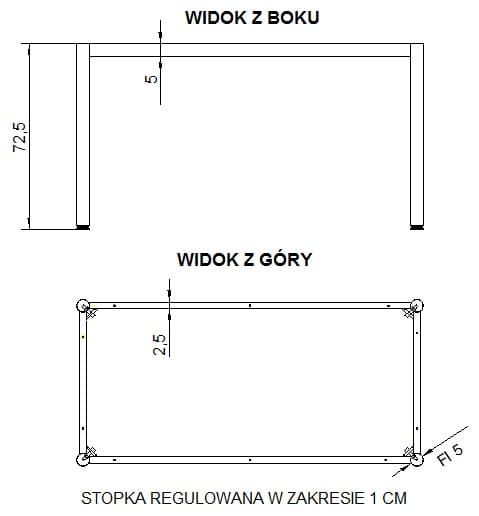 Ram skrivbord eller bordsram med runda ben NY-A057/136/O - 136x66 cm, svart