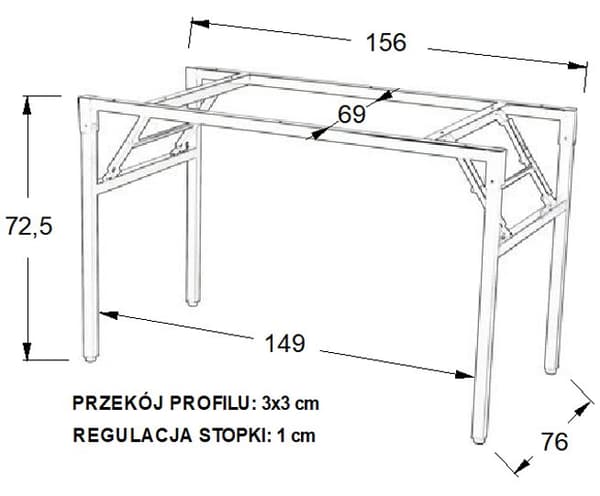 Sammenklappeligt skrivebord eller bordstel NY-A024 - 156x76 cm, aluminium