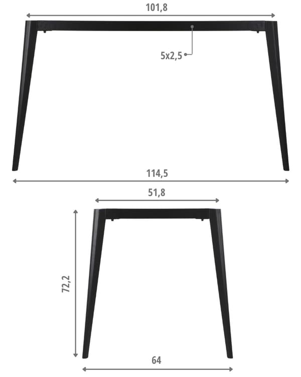Skrivbords - eller bordsram NY-A385 115x64x72,2 svart