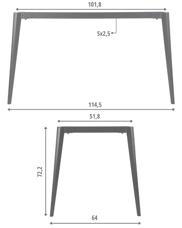 Pöydän tai pöydän runko NY-A385 115x64x72,2 harmaa