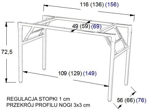 Sammenklappeligt skrivebord eller bordstel NY-A024 - 116x56 cm, aluminium