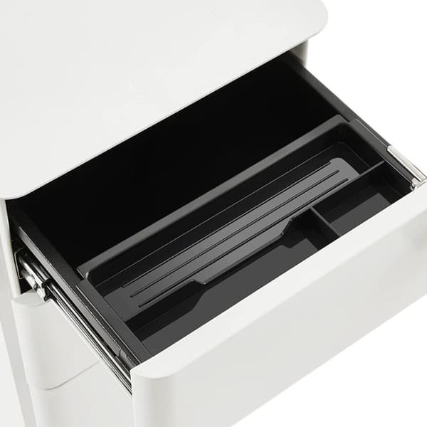 Caisson de Rangement Bureau 3 Tiroirs sur Roulettes Blanc