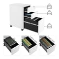 Miniatyrbild 6 av 9: Caisson de Rangement Bureau 3 Tiroirs sur Roulettes Blanc