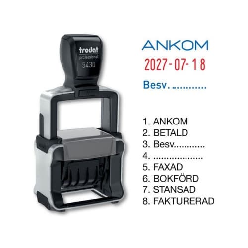 Stämpel TRODAT 5430/L Dat m.standardtext