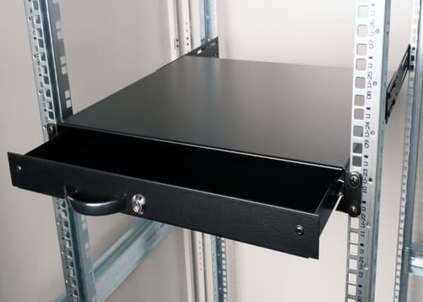 Utrusta skrivbordslåda - EZD-1-B - 19'' låda för 1U Server-skåp, låsbar, Svart