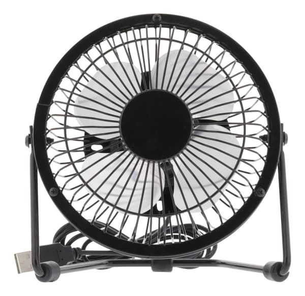 USB fan, 10cm, table model, 1x USB Type A ma, black