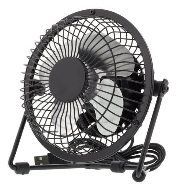 USB fan, 10cm, table model, 1x USB Type A ma, black