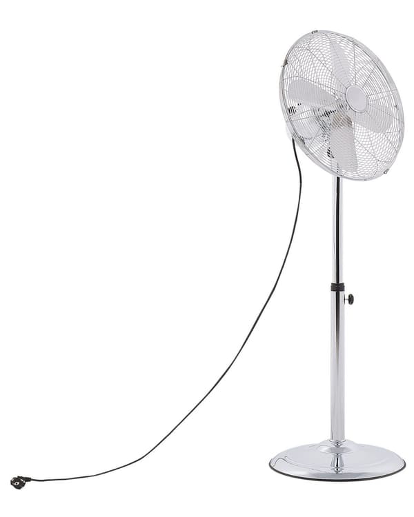 Lattiatuuletin hopea metalli vapaasti seisova säädettävä korkeus 87-123 cm