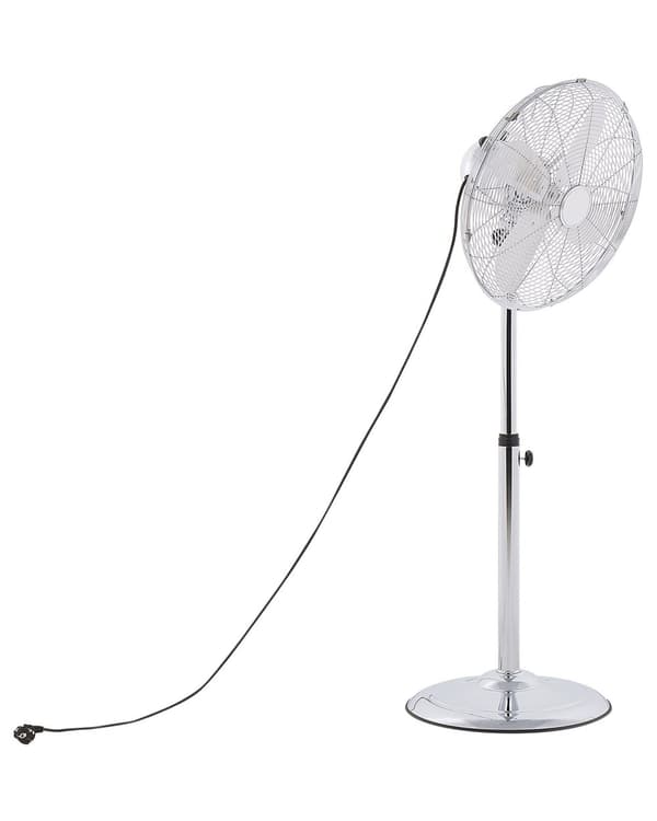 Lattiatuuletin hopea metalli vapaasti seisova säädettävä korkeus 87-123 cm