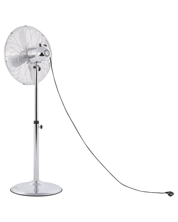 Gulvventilator sølv Metal galvaniseret 123 cm Justerbar Højde Stue Stående Moderne med hastighedskontrol perfekt til Soveværelse