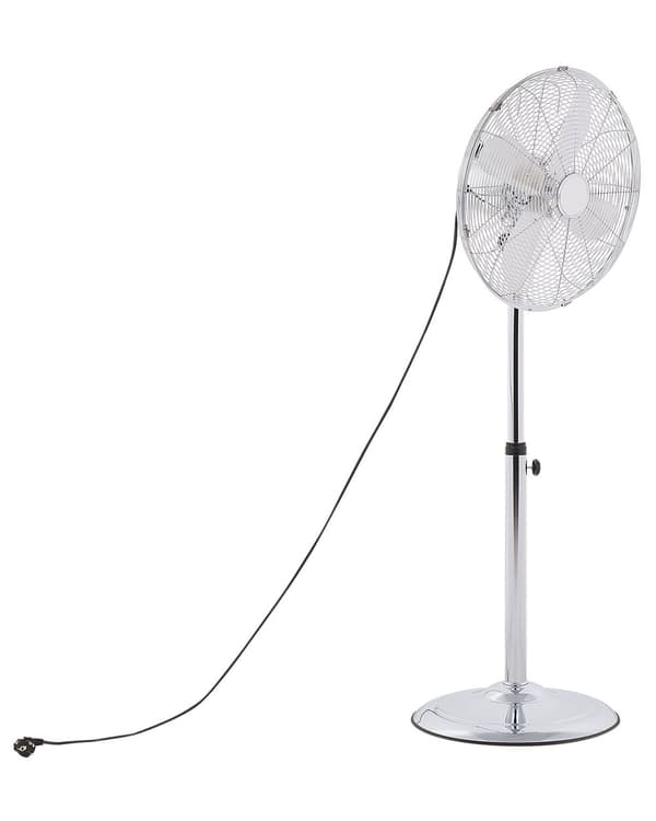 Gulvventilator sølv Metal galvaniseret 123 cm Justerbar Højde Stue Stående Moderne med hastighedskontrol perfekt til Soveværelse