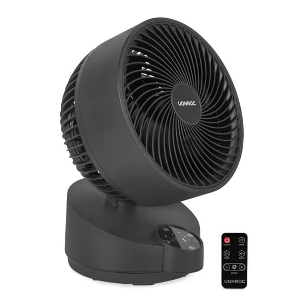 VONROC BREEZE Bordventilator - lydsvag - sort | Inkl. fjernbetjening