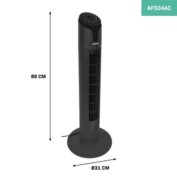 VONROC Lyxig pelarfläkt – 86cm – svart | Inkl. fjärrkontroll