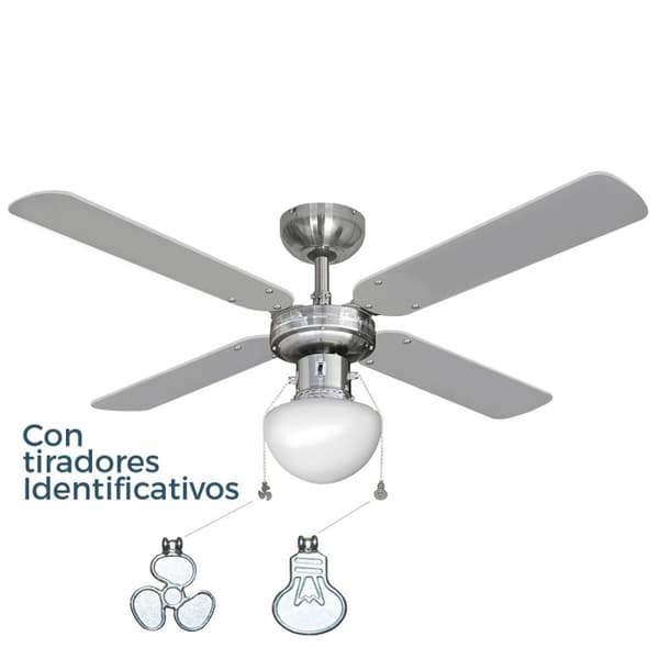 Kattotuuletin valolla EDM 33801 Caribe Hopeinen 50 W