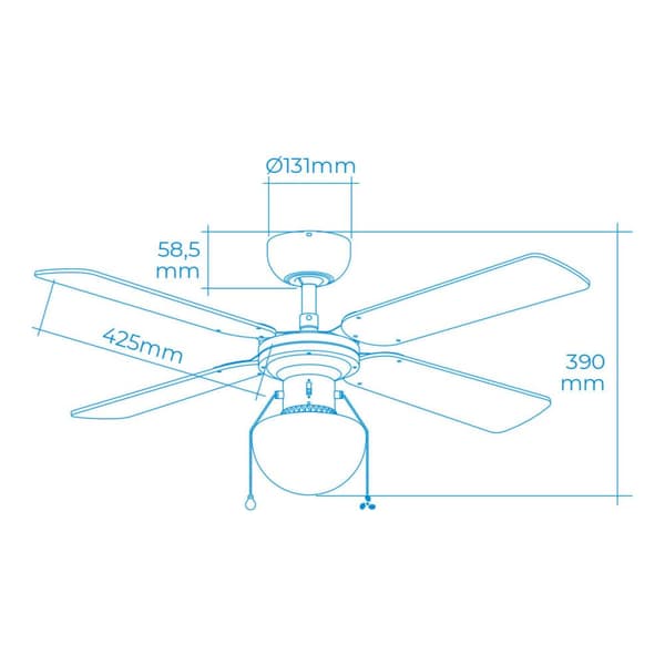 Kattotuuletin valolla EDM 33801 Caribe Hopeinen 50 W