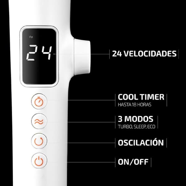 Cecotec 16" stand fan with 28 W and DC motor, 24 speeds, 3 modes, oscillation, silent, height adjustable, 10 blades, and maximum safety
