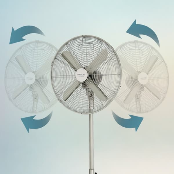 Cecotec Stand fan with 50 W and steel finish, 16 inches, 3 speeds, oscillation, silent, adjustable height, 4 blades and maximum safety.
