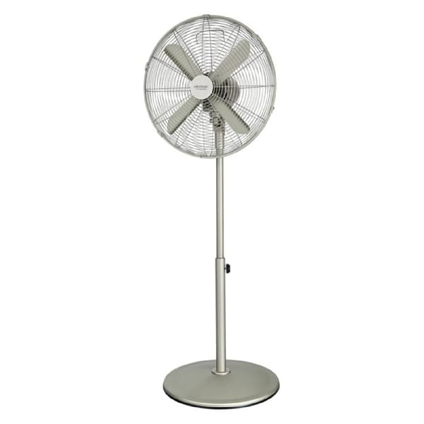 Cecotec Stand fan with 50 W and steel finish, 16 inches, 3 speeds, oscillation, silent, adjustable height, 4 blades and maximum safety.