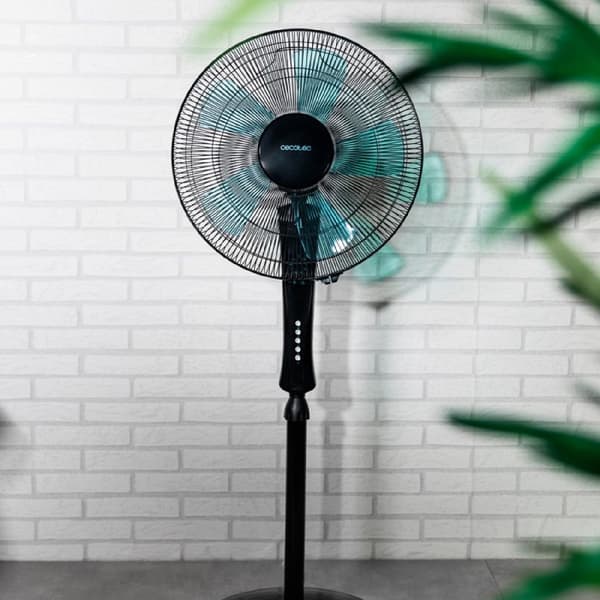 Cecotec 16" stand fan with 50 W and timer, 3 speeds, 3 modes, oscillating, silent, adjustable height, 5 blades, and maximum safety.
