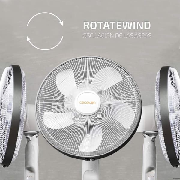 Cecotec 16" stand fan with 60 W copper motor and timer, 6 speeds, 3 modes, remote control, LED display, oscillation, silent, adjustable height, 10 bl