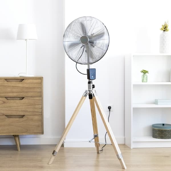 Cecotec Wooden tripod fan with 4 16-inch blades and a total diameter of 40 cm. Remote control and timer. Elegant design.