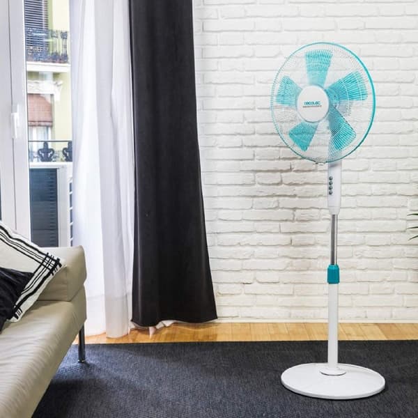 Cecotec 16" stand fan with 40 W and 3 speeds, oscillating, silent, adjustable height, 5 blades, and maximum safety.