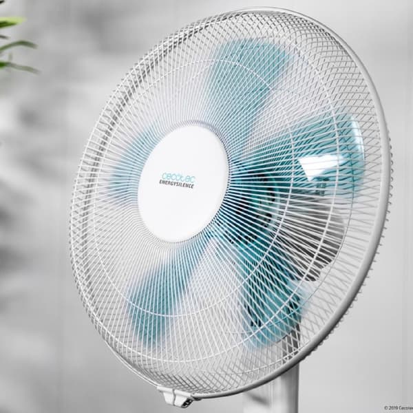 Cecotec 16" stand fan with 50 W and timer, 4 speeds, oscillating, silent, adjustable height, 5 blades, and maximum safety