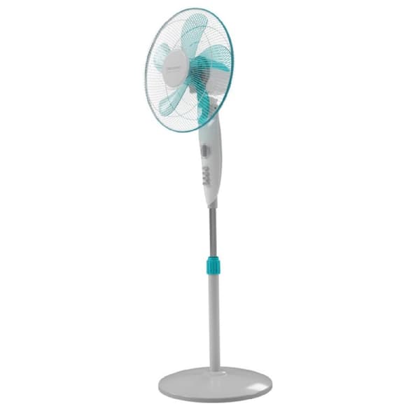 Cecotec 16" stand fan with 50 W and timer, 4 speeds, oscillating, silent, adjustable height, 5 blades, and maximum safety