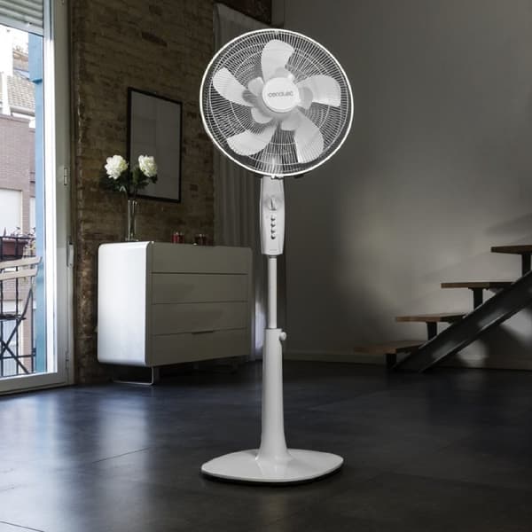 Cecotec 16" stand fan with 60W and timer, 3 speeds, oscillation, silent, adjustable height, 10 blades, and maximum safety.