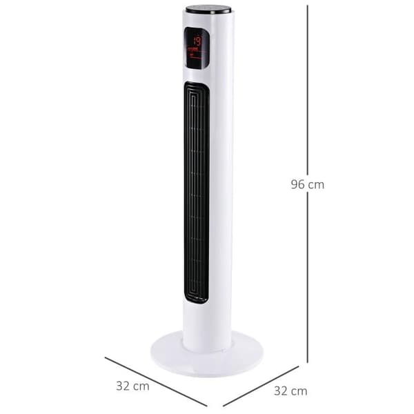 Rootz Tower -tuuletin - Jalustatuuletin - Olohuone - Makuuhuone - Toimisto - ABS-muovia - Valkoinen + Musta - 96 cm