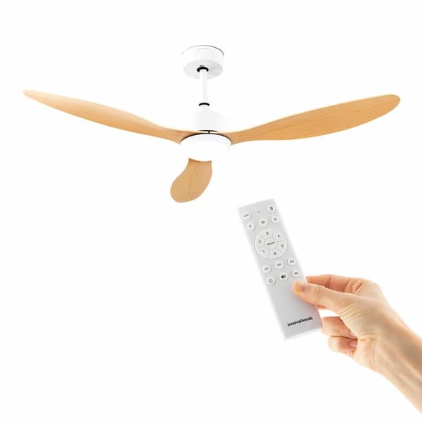 Takfläkt med LED-ljus och 3 ABS-blad Wuled InnovaGoods Trä 36 W 52" Ø132 cm