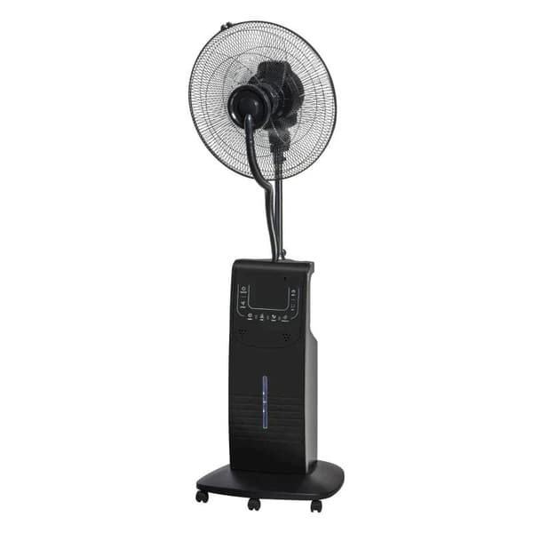 Rootz Pedestal Fan - Stand Fan - Water-cooled Stand Fan - 3.1 Liter Water Atomizer - Fog Function - Steel - Black - 135 cm