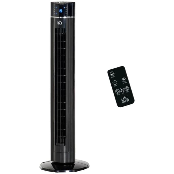 Rootz Gymnastikventilator - Piedestalventilator - Fjernbetjening - Ioniseringsfunktion - LED-temperaturdisplay - ABS - Sort - 32 Cm X 32 Cm X 106,8 Cm