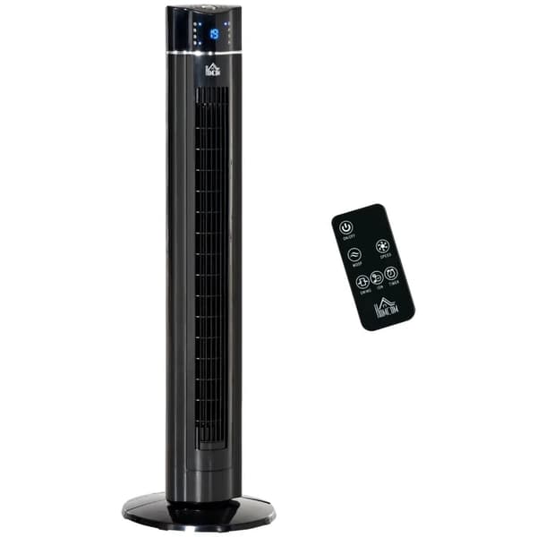 Rootz Gymnastikventilator - Piedestalventilator - Fjernbetjening - Ioniseringsfunktion - LED-temperaturdisplay - ABS - Sort - 32 Cm X 32 Cm X 106,8 Cm