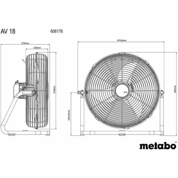 Golvfläkt Metabo AV 18 Vit
