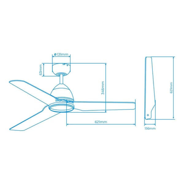 Kattotuuletin EDM 33986 Java Valkoinen 60 W Ø 130 cm