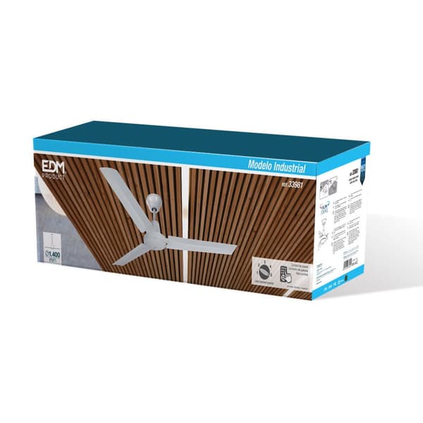Loftsventilator EDM 33981 Hvid 60 W Ø 140 cm industriel