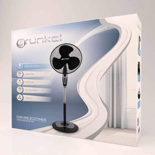 Vapaasti seisova tuuletin Grunkel FAN-N16 ECOTIMER Musta 50 W
