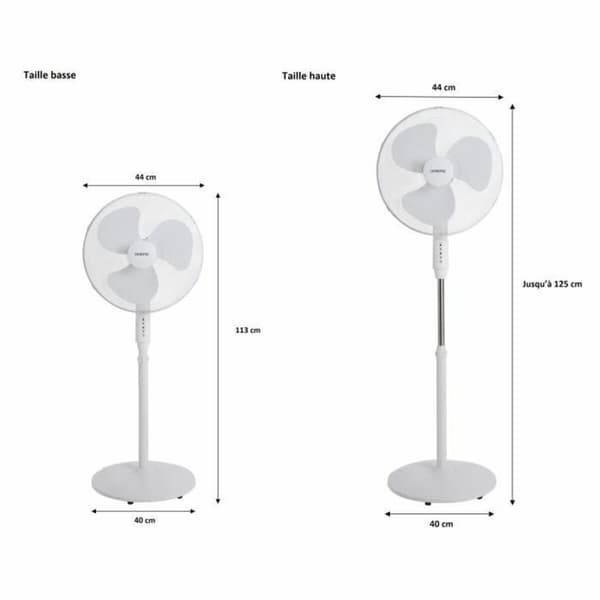 Fritstående ventilator Oceanic 684161 Hvid 45 W